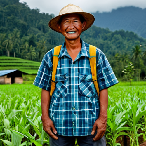 생태 리터러시와 지속 가능한 농업의 연결성 - A smallholder farmer in Sabah, practicing mixed farming (crops, livestock, forestry), fully clothed,...